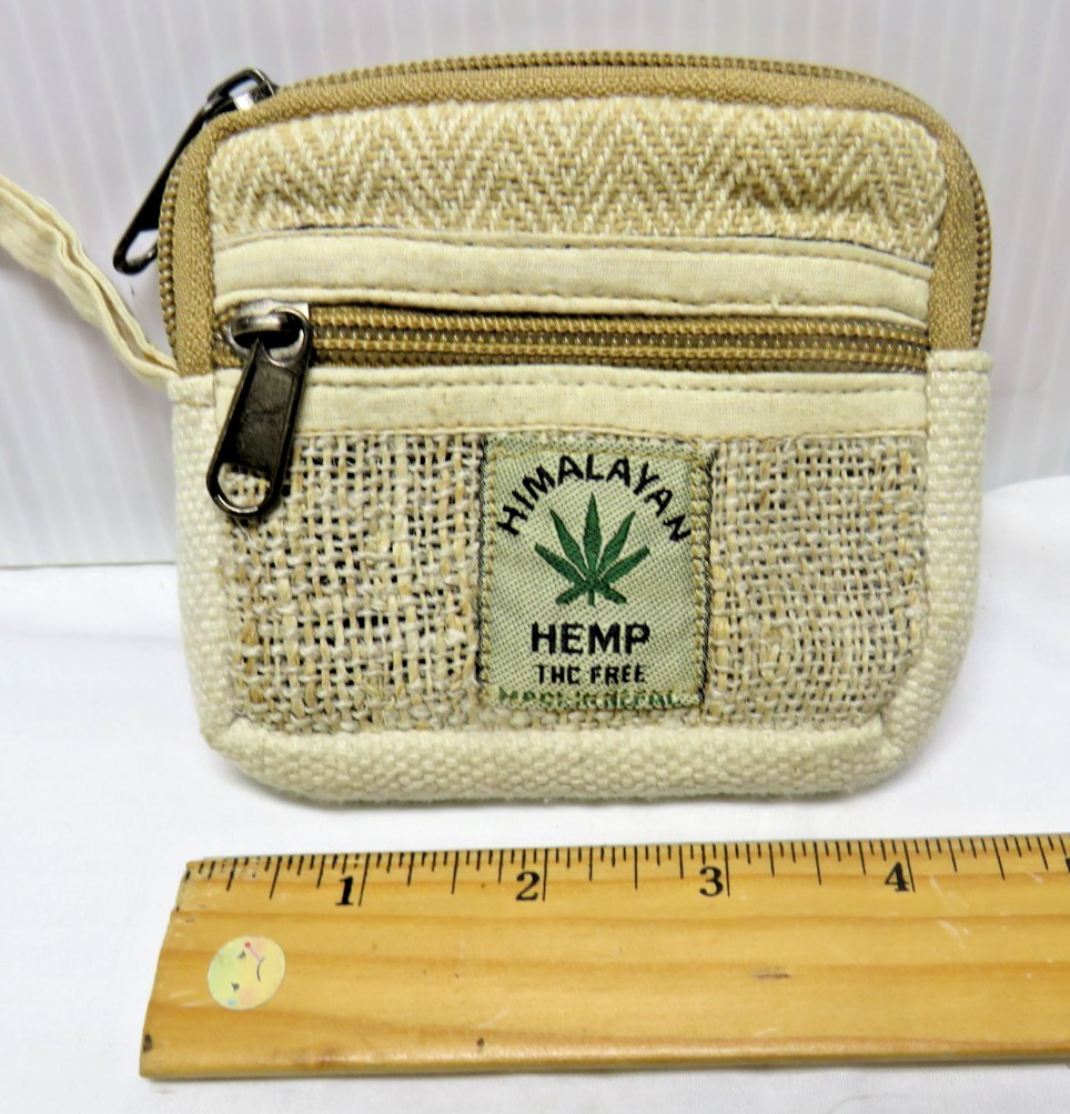 Himalayan Hemp THC Free Plain & Simple Beige Mini Handmade Coin Wallet