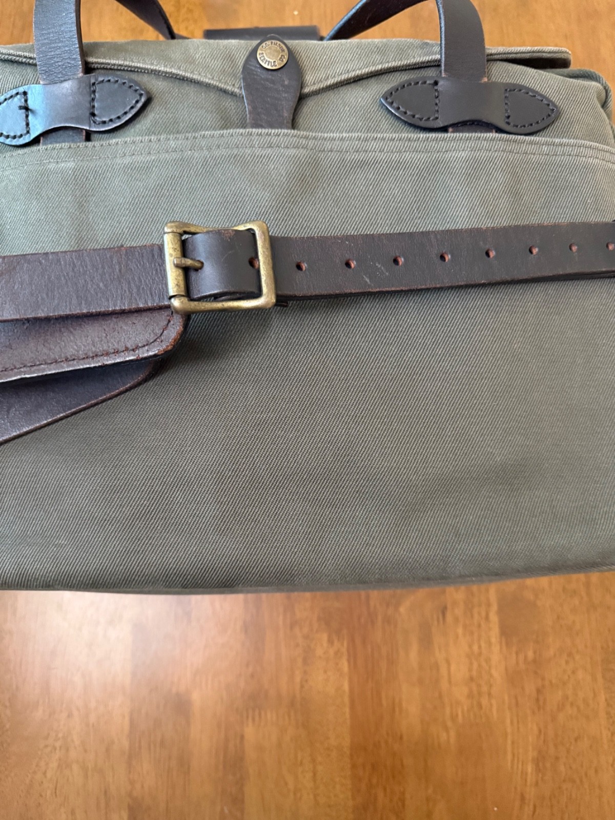 Filson 257 Large Computer Briefcase EXCELLENT COND Otter Green Rugged Twill USA