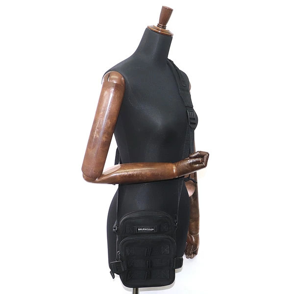 BALENCIAGA Army Messenger Bag Black Nylon Canvas Crossbody Shoulder Bag