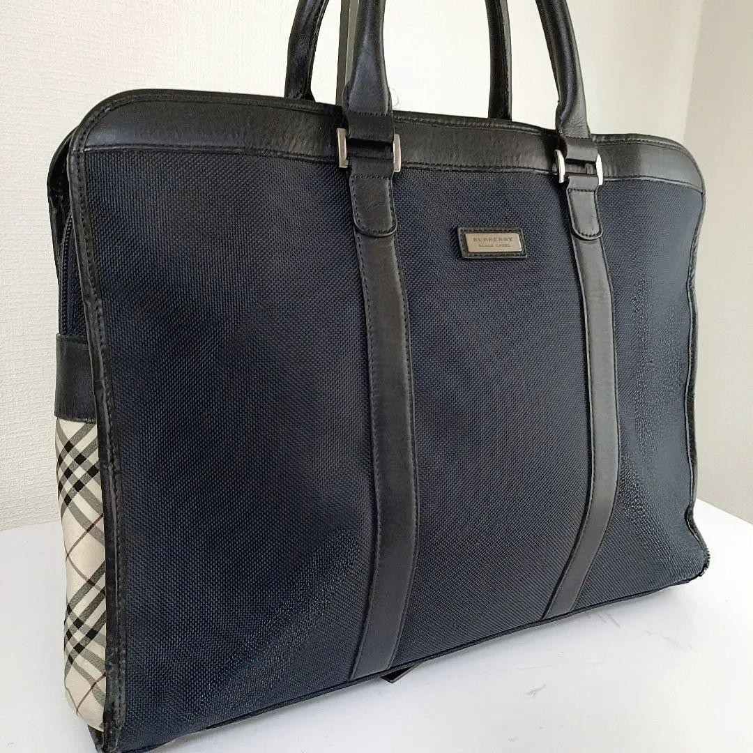 BURBERRY BLACK LABEL A4 Business Bag Briefcase Navy Nova Check From Japan