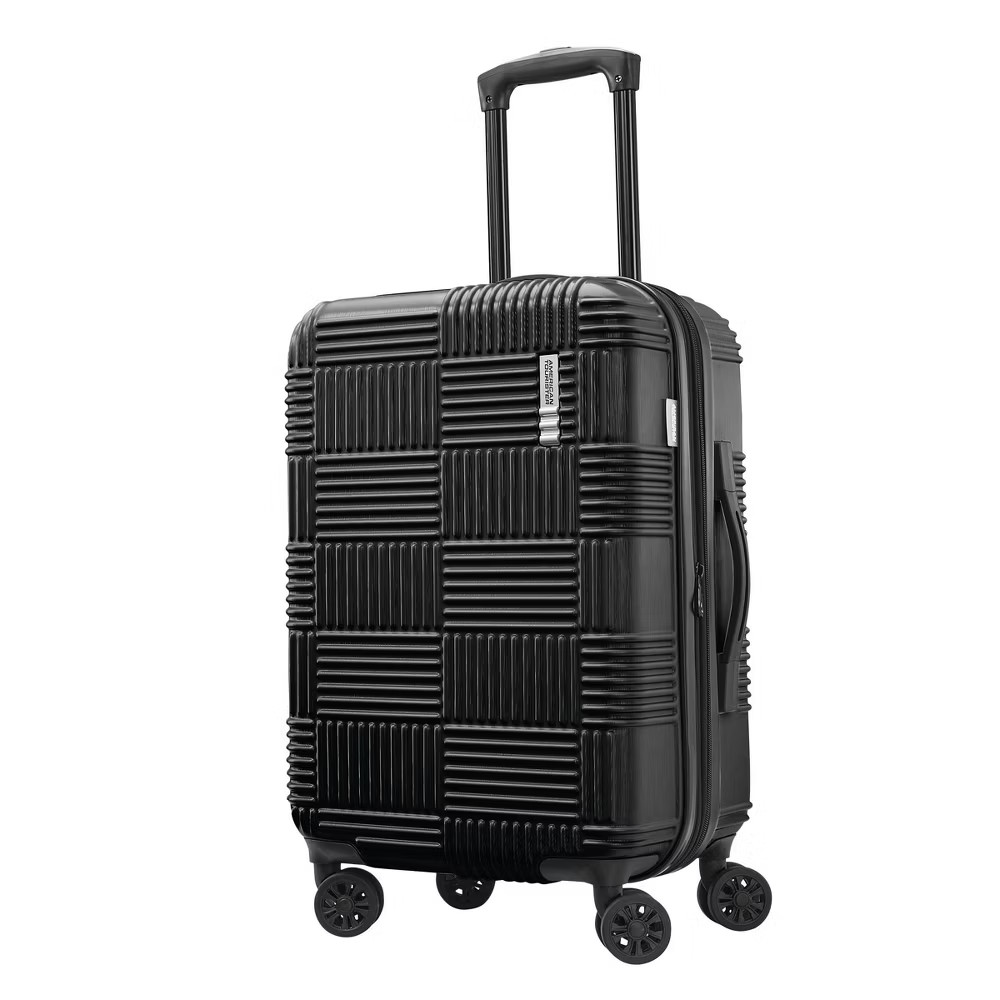 American Tourister Checkered Hardside Carry On Spinner Suitcase Black