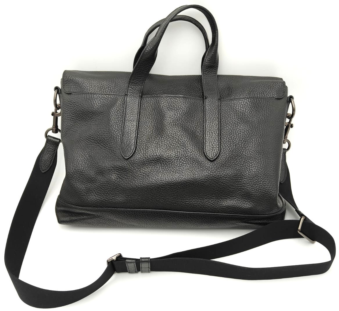 Coach Hamilton Mens Portfolio Briefcase Black Pebble Leather Laptop 2Way F75757