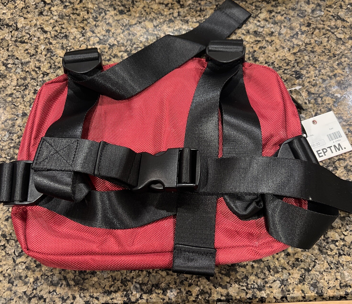 EPTM MEN’S “NEW” POLYESTER CHEST BAG ZIPPER CLOSURE CELL PHONE POCKET RED #8278