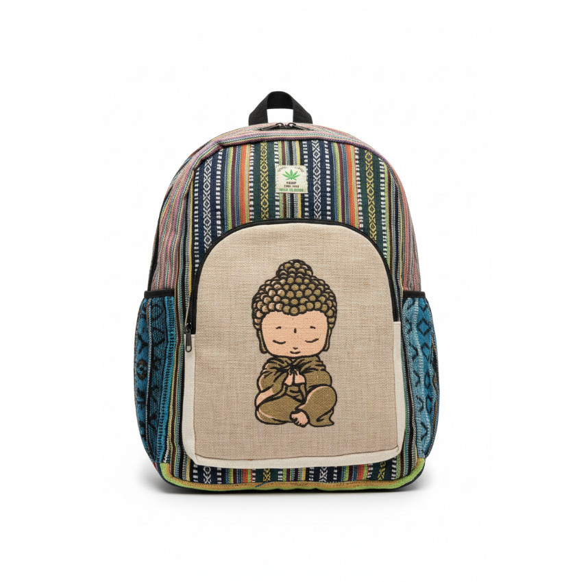 Himalayan Hemp Backpack – Buddha Nepal Boho Laptop Bag – Eco-Friendly Hippie Yog
