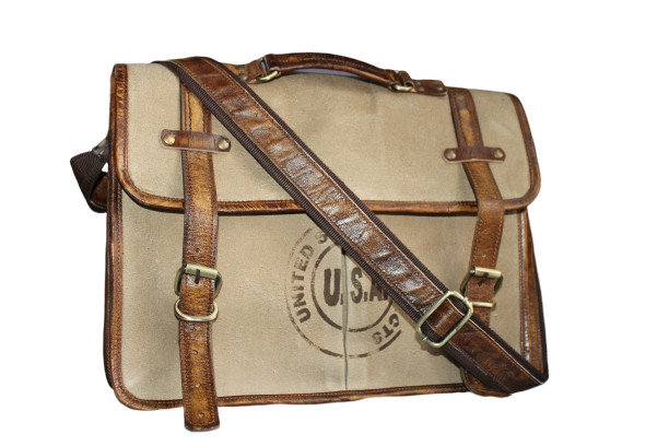 Handmade Vintage Canvas Leather Laptop Messenger Bag Satchel Shoulder Sling Bag