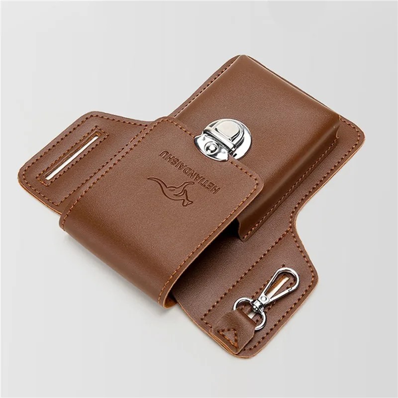 Men’s Leather Belt Waist Bag Phone Pouch Key Holder Work Fanny Pack Holster