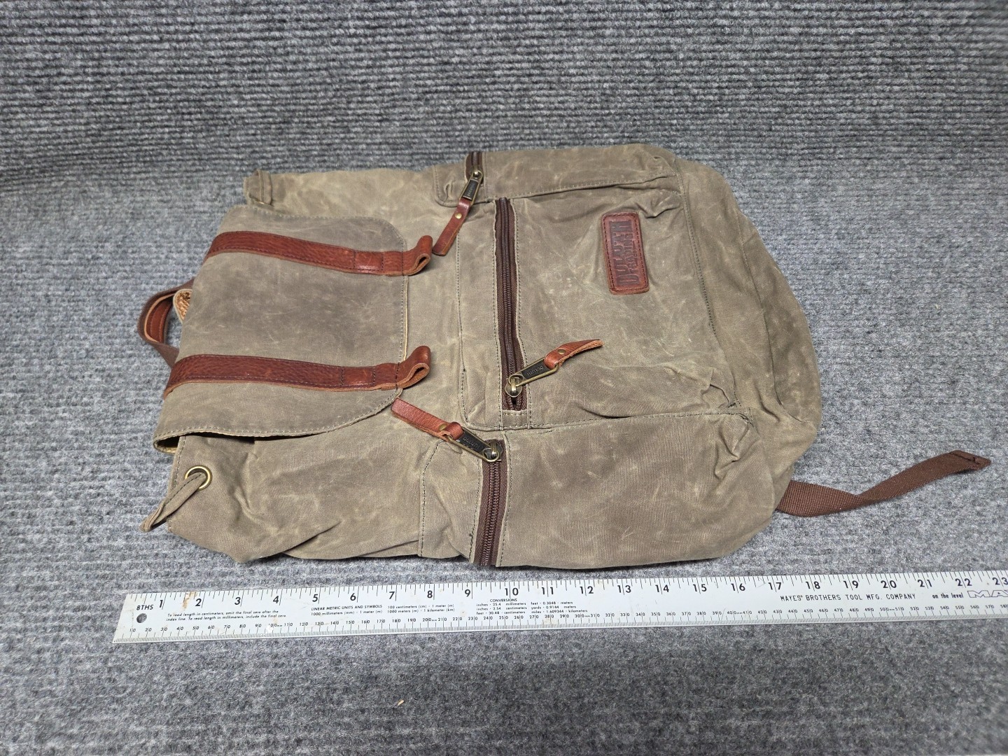 Duluth Trading Co Backpack Satchel Brown Oil Cloth Hiking Duffle Bag