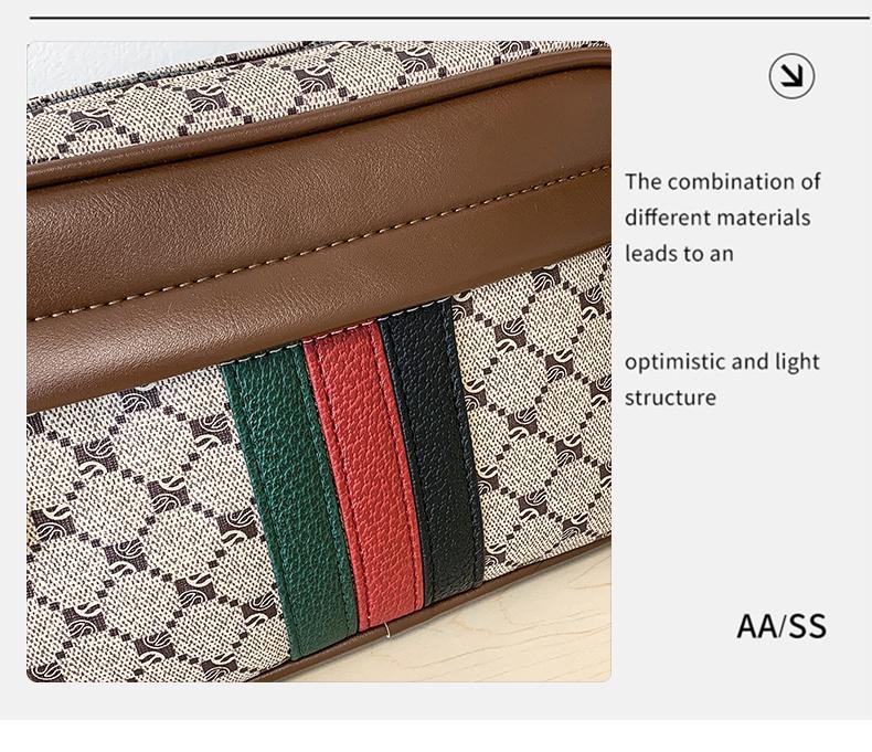 Casual Sling Bag Men PU Leather Messenger Crossbody Color Block Trendy Wide Stra