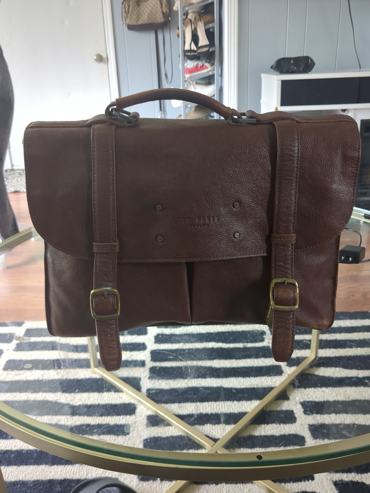 Ted Baker London Leather Briefcase Messenger Laptop Bag Briefcase Brown Vintage