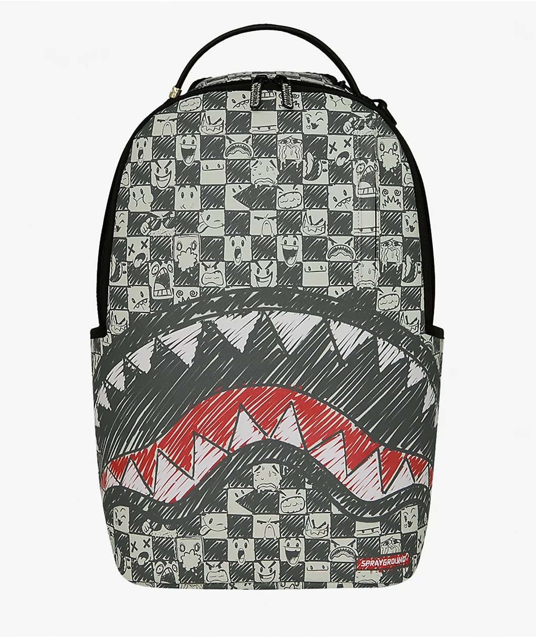 Sprayground Emote Checkered Backpack🔥New Black Bookbag Travel School Bag