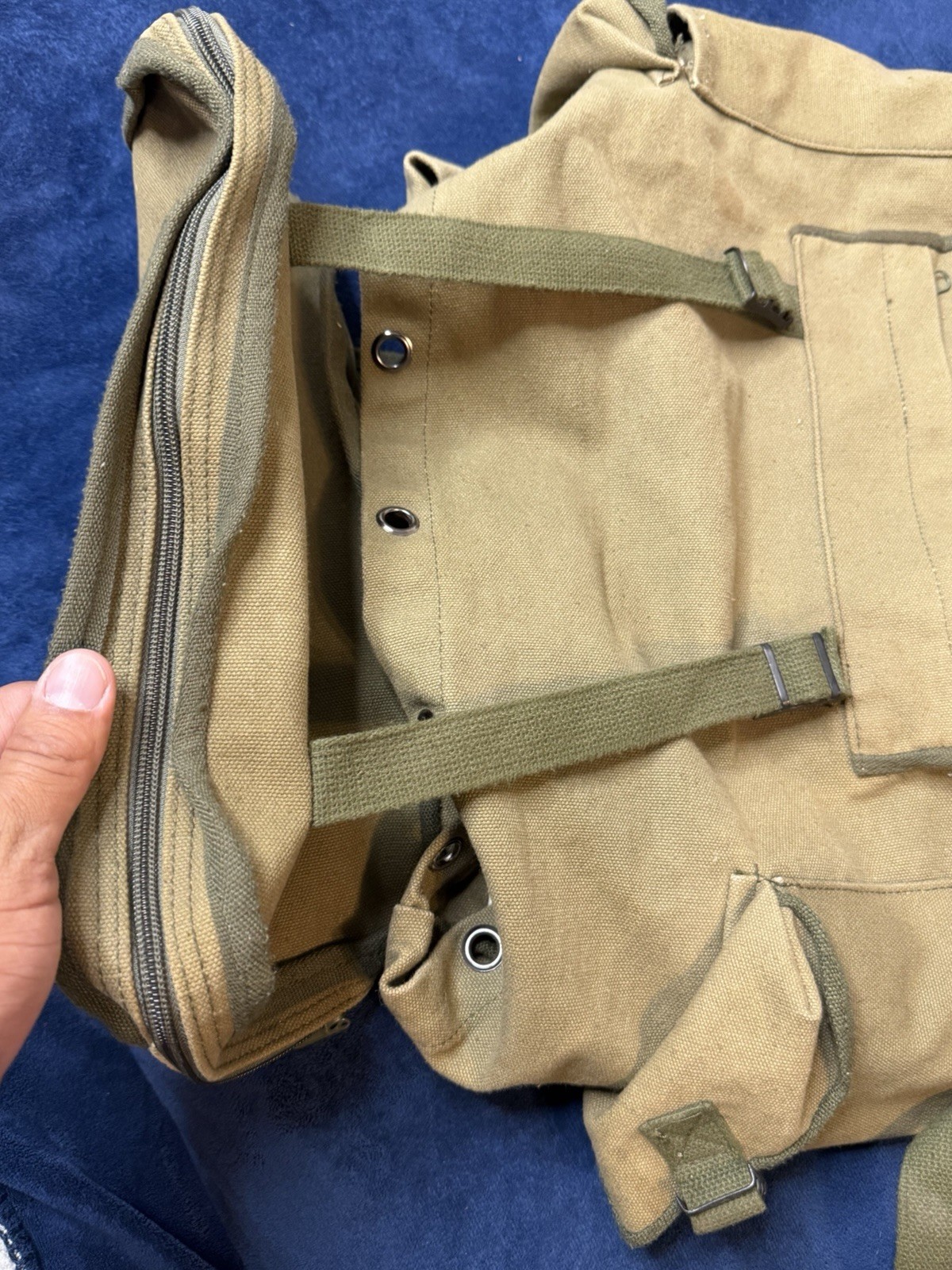 Vtg Canvas Rucksack Olive Faded Distressed (Fully Functional) See Photos
