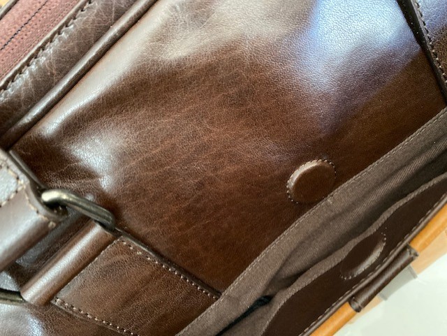 Joseph Abboud Brown/Tan Rustico Leather Handbag with Pockets and Adj Strap