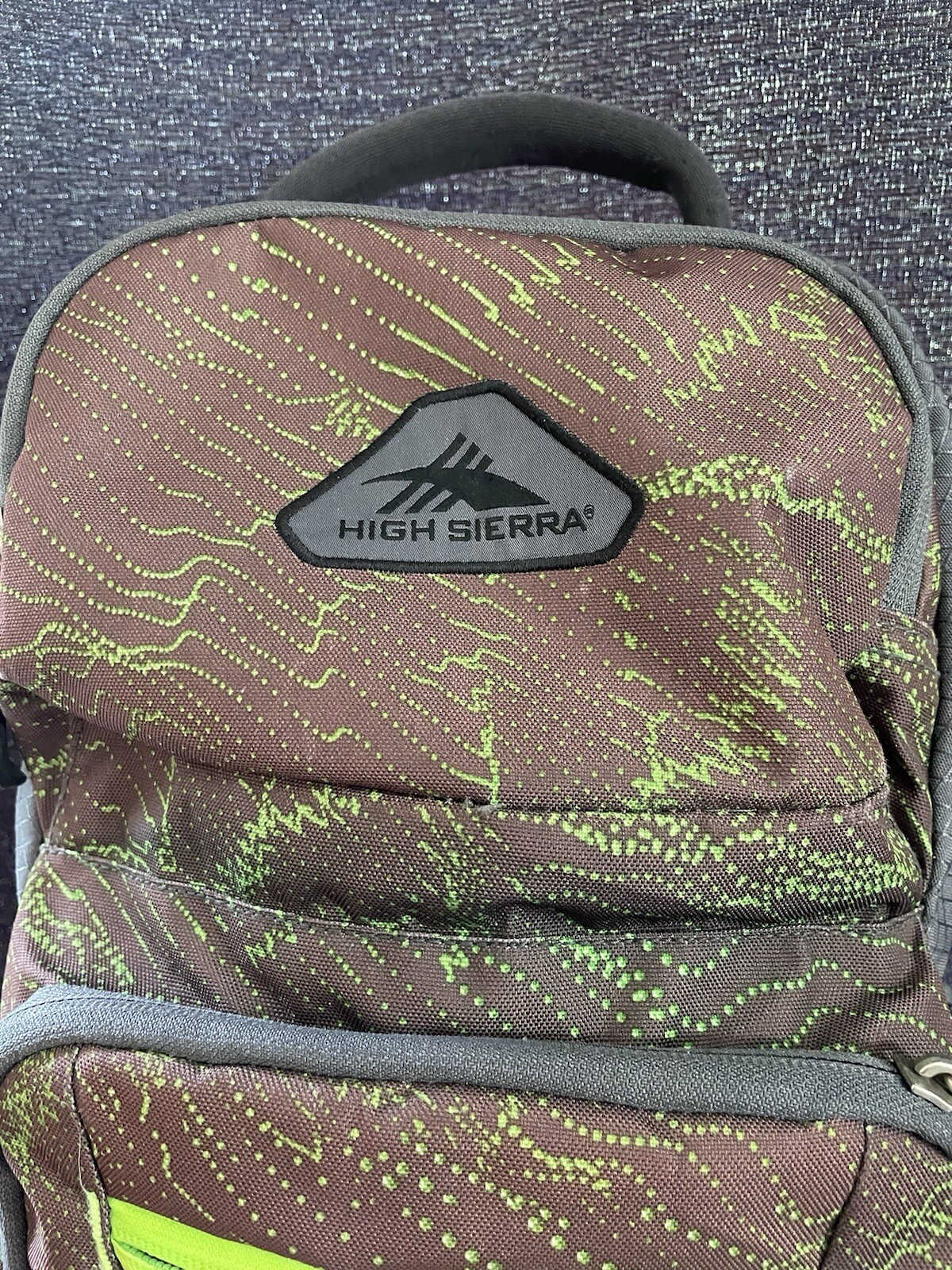High Sierra Grab Handle Backpack, Chocolate & Green Laptop, Tab pockets