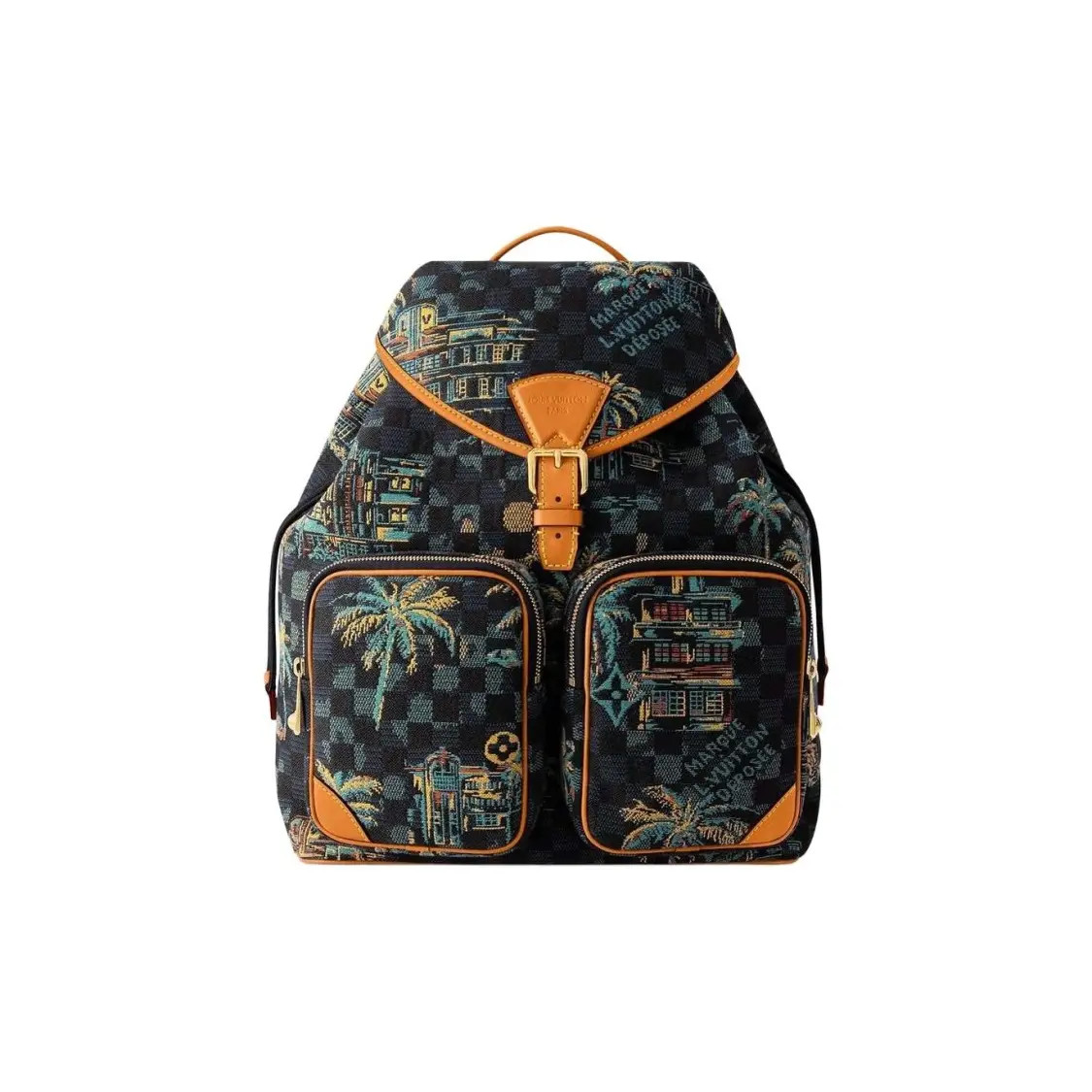 LOUIS VUITTON Montsouris CARGO Jacquard Cotton Backpack Men’s 13.4×6.7×15.7 in