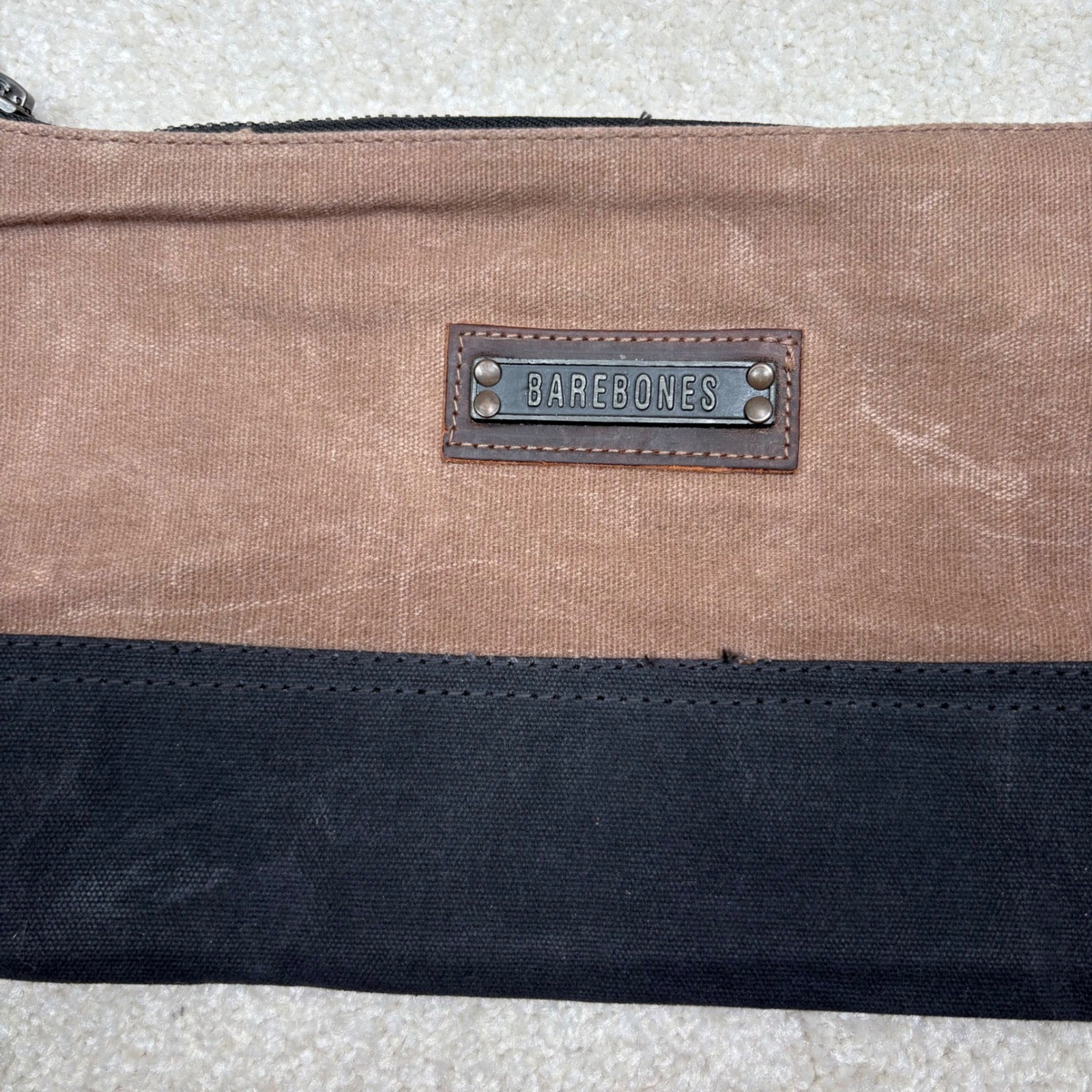 Barebones Neelum Small Canvas Zipper Pouch Khaki Black STC-722 NWT