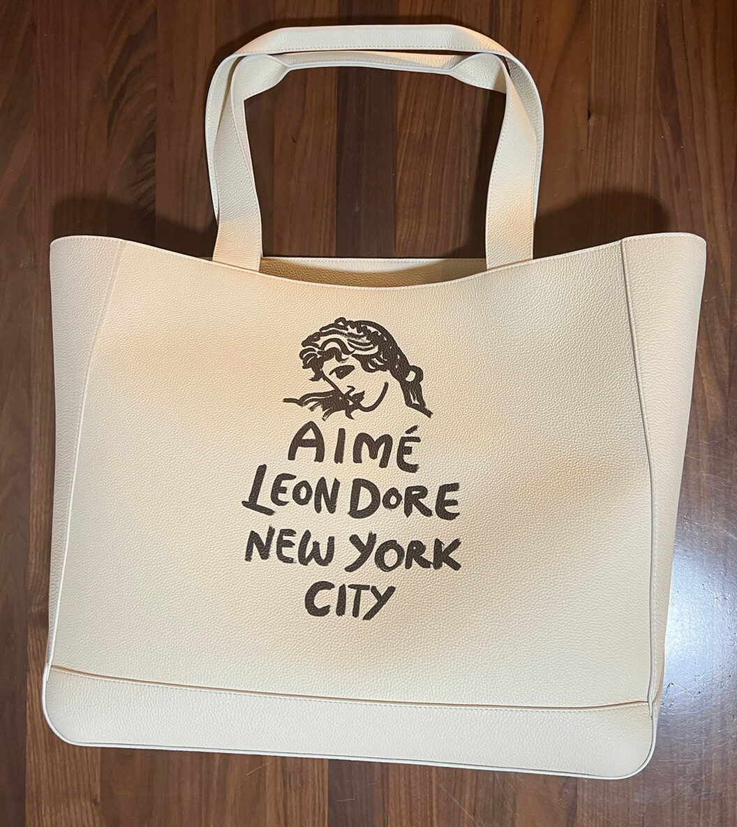 Aime Leon Dore Form Logo Printed Leather Tote Greek Lady Sculpture New York City