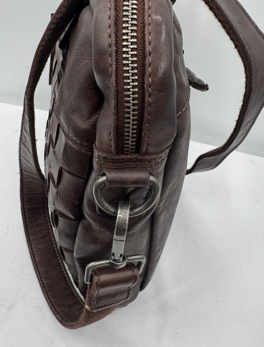 Valenca Holland Cognac Brown Woven Leather Document Laptop Bag Shoulder Carryall