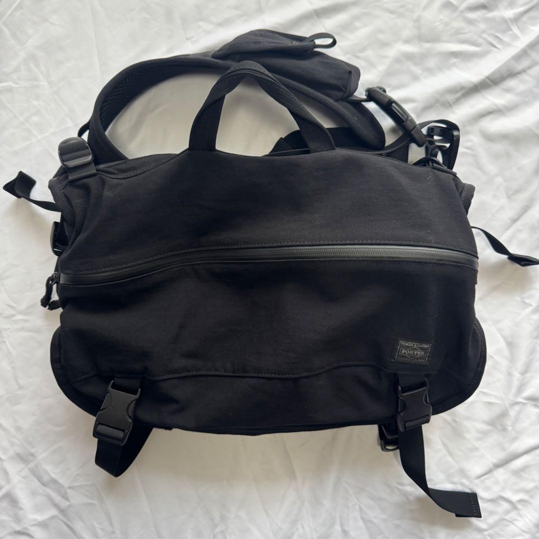 Porter Crankers Messenger Bag Black Nylon Unisex 43×24.5×13 cm