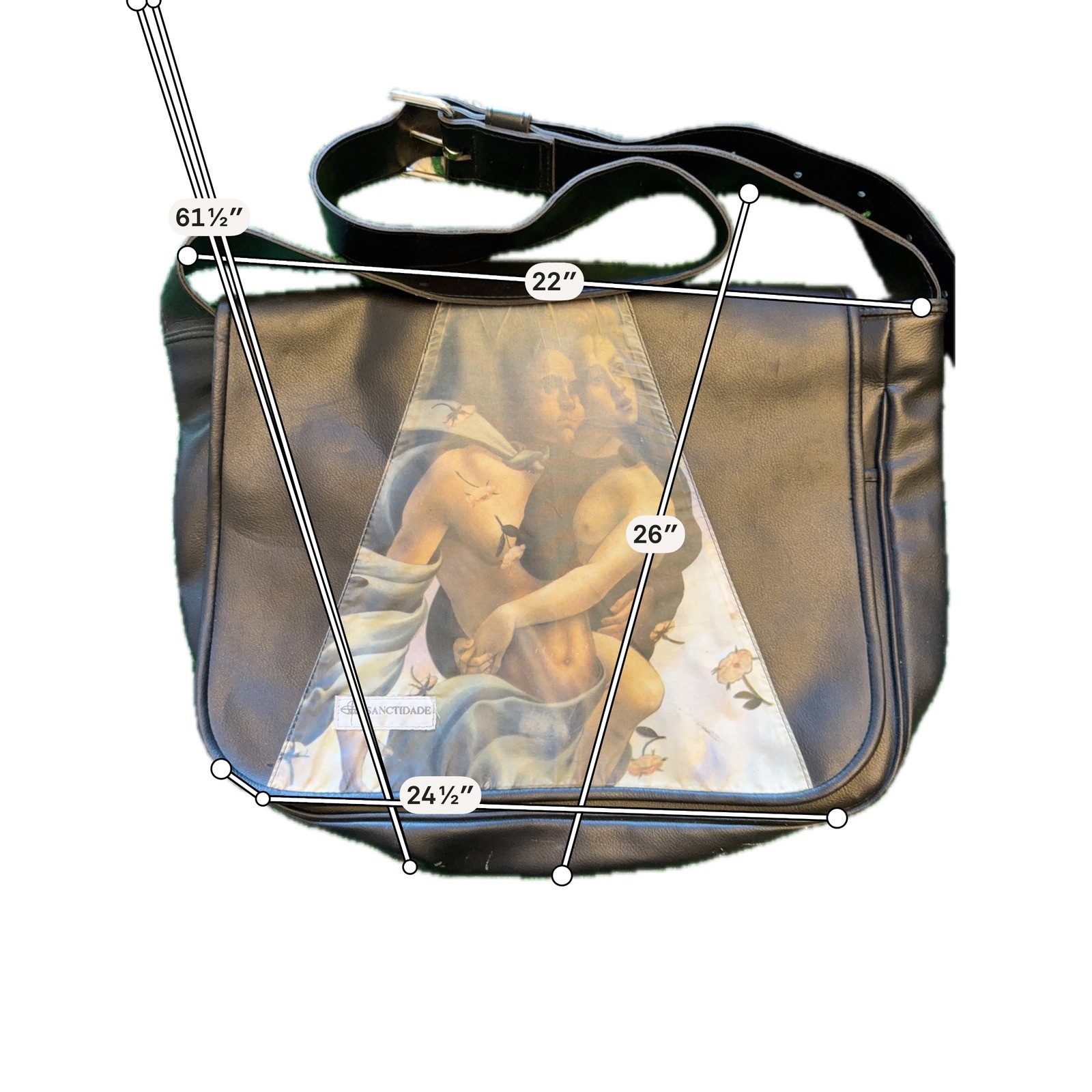 Sanctidade Messenger Bag Unisex OS Black Excellent Renaissance Graphic Crossbody