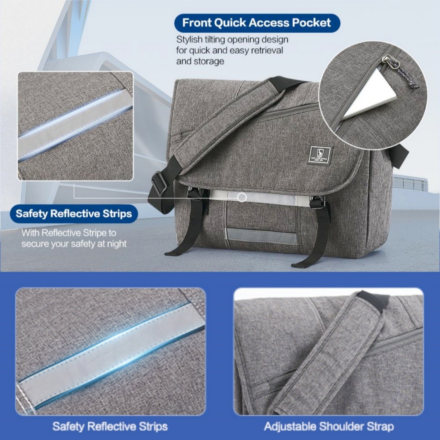 OIWAS Messenger Bag 17″ Laptop Crossbody Bag Case Men’s Business Shoulder Bag