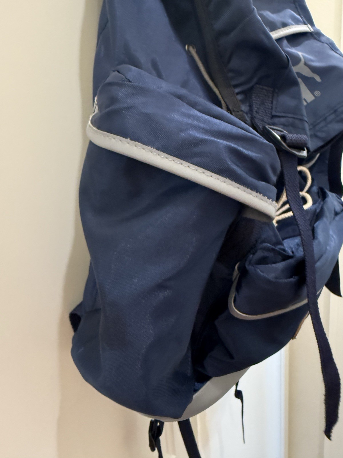 Y2K 90s PUMA King Backpack Blue Sports Bag with Gray Leather bottom VTG