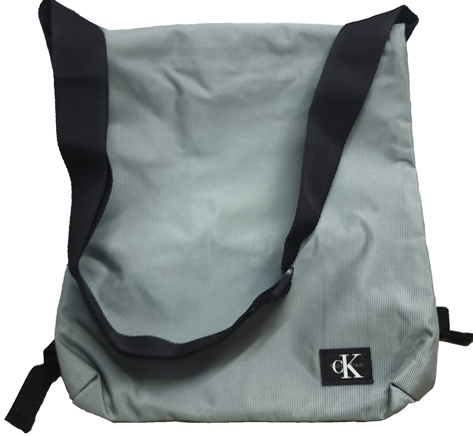 Calvin Klein Mens Gray Messenger Crossbody Bag Polyester Adjustable Strap Classy