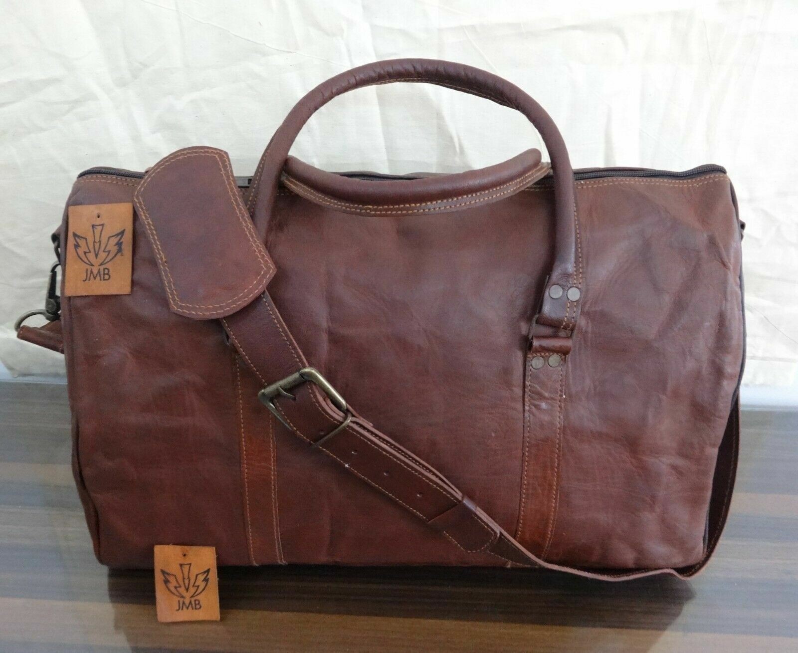 Leather Bag Triangle Duffle Travel gym weekend overnight Men’s genuine Leather