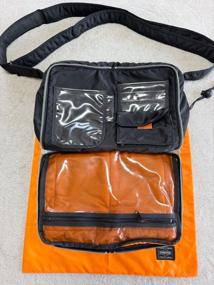 Authentic Yoshida Kaban PORTER TANKER Nylon Shoulder Bag 34cm Black Men Women