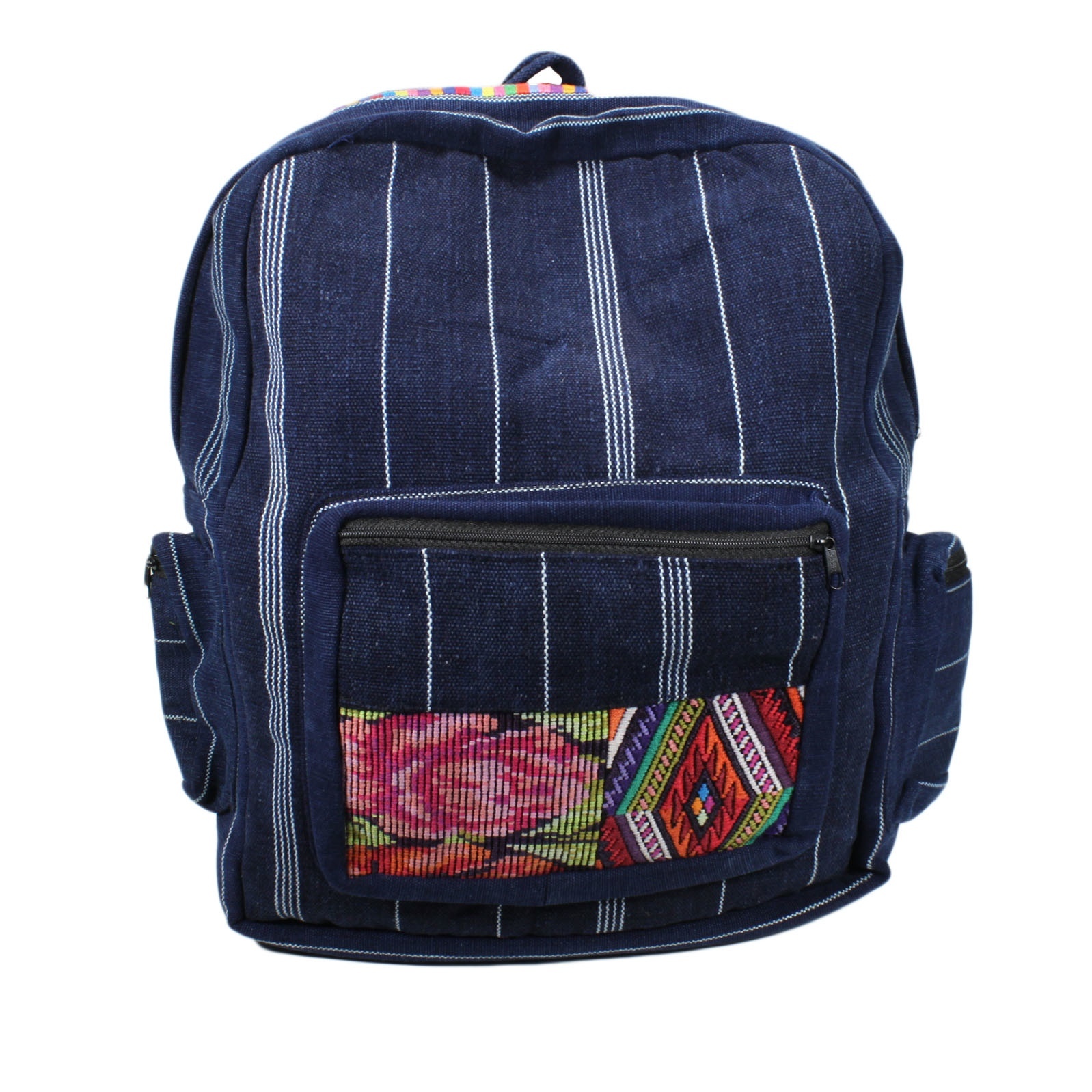 Blue Jean Stripe Backpack Tapestry Bag Hippie Boho 100% Cotton 15″