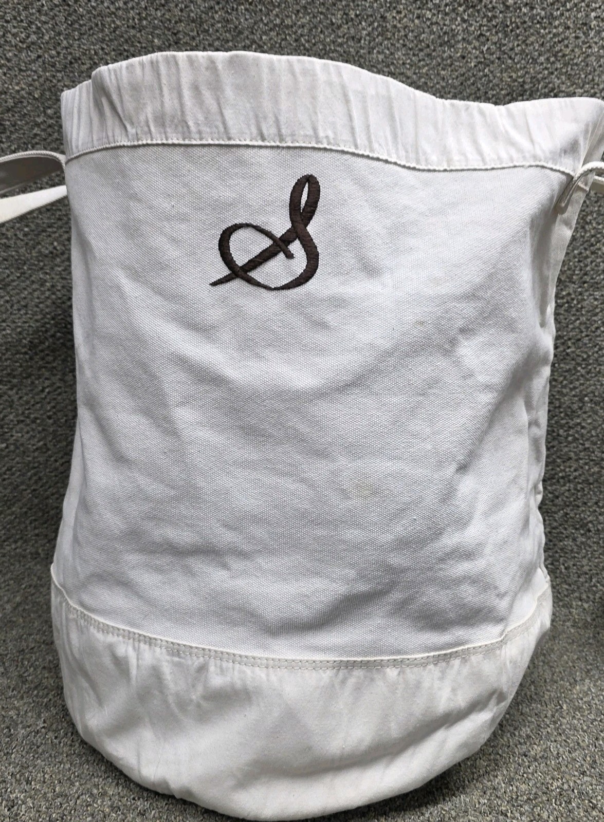 LL Bean Canvas Laundry Storage Tote / storage ( Pre -Owned ) Embroidered “S”