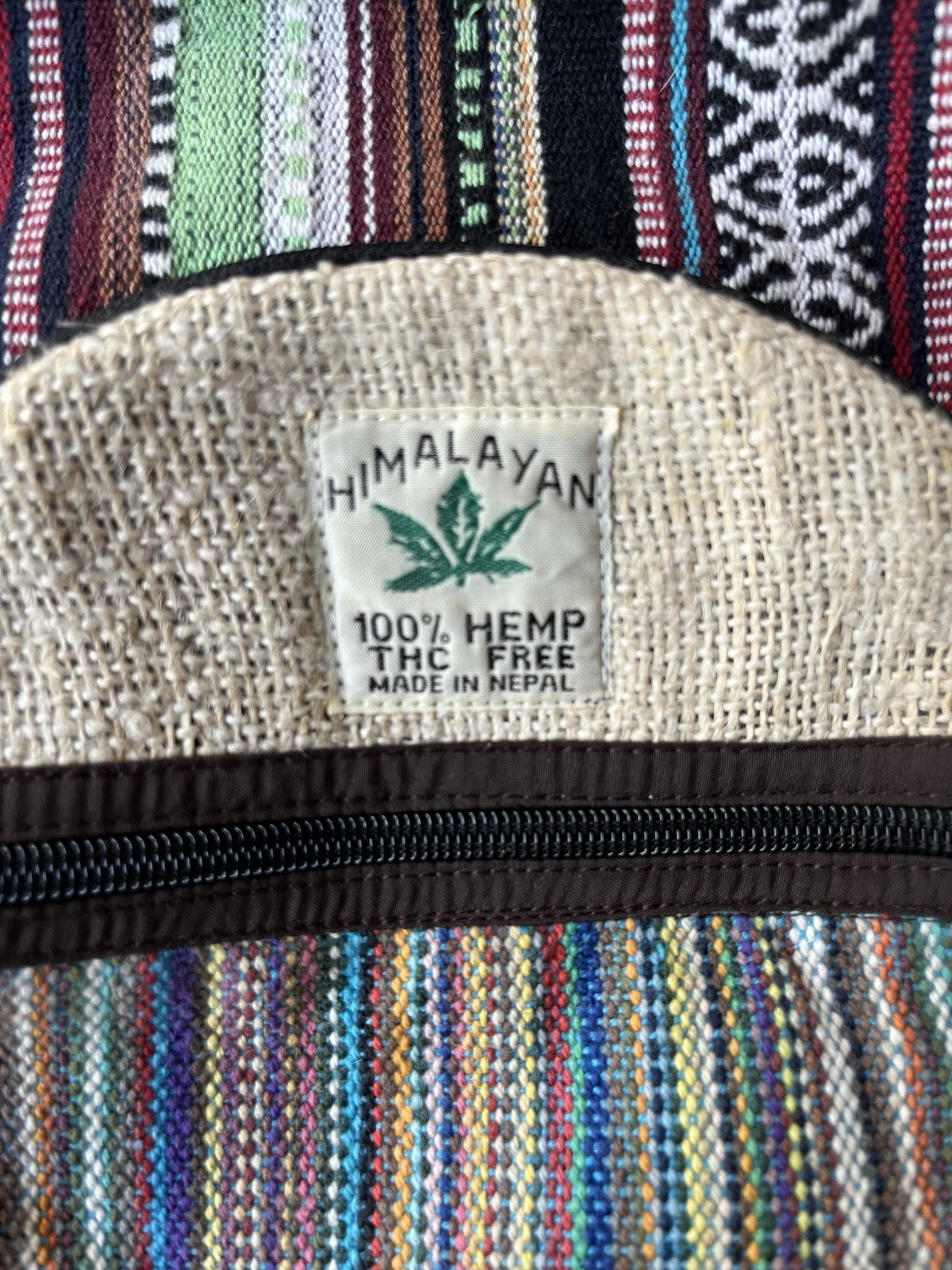 Himalayan 100% Hemp Backpack Travel Hippie School Bag Multicolored Made in Nepal