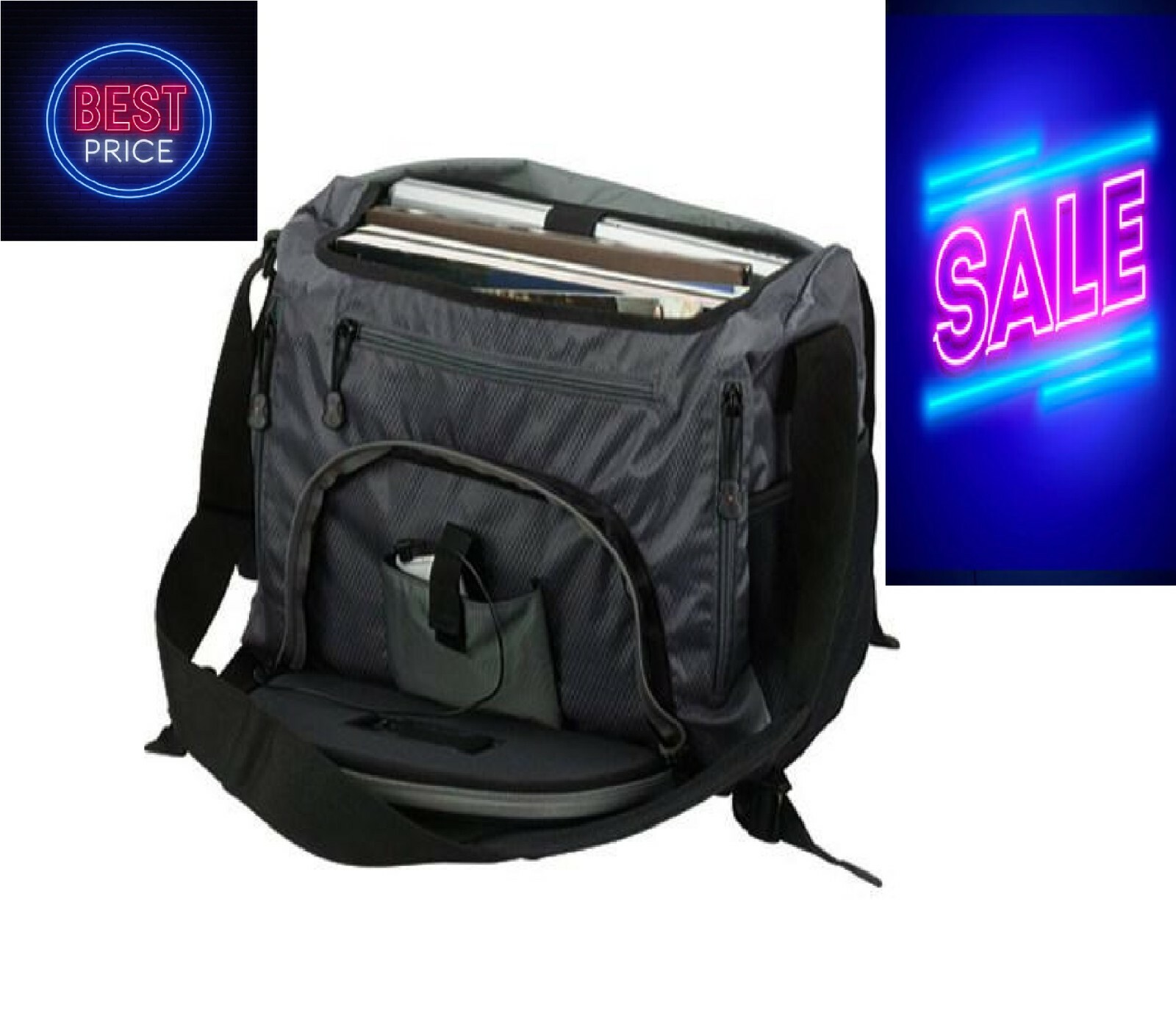 G-Tech Black Music Laptop Messenger School Bag Travel canvas Business NEW