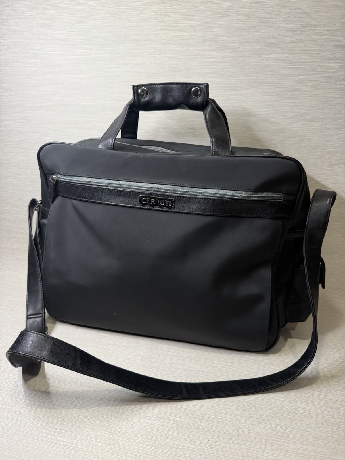 Black cerruti men leathers Bag for Laptop Business Travel Crossbody