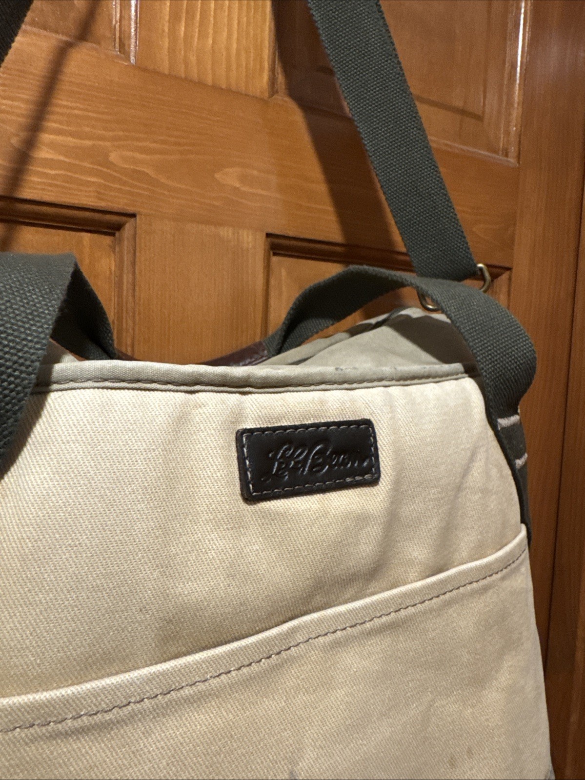 LL Bean Insulated Waxed Canvas Cooler Tote Beach Camp Bag Khaki Green