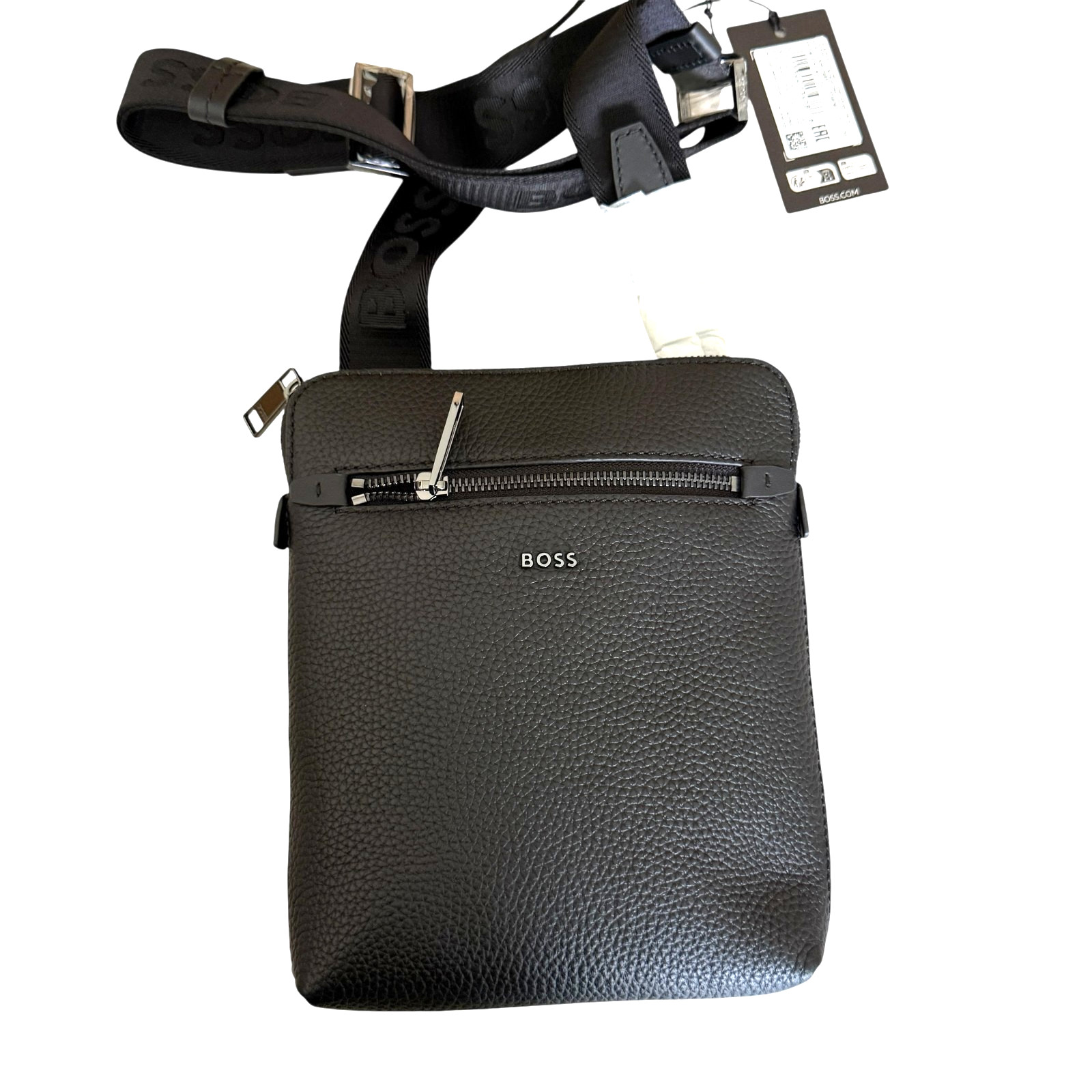 HUGO BOSS Morval All Leather Zip Env_O Bag 50517985 Black