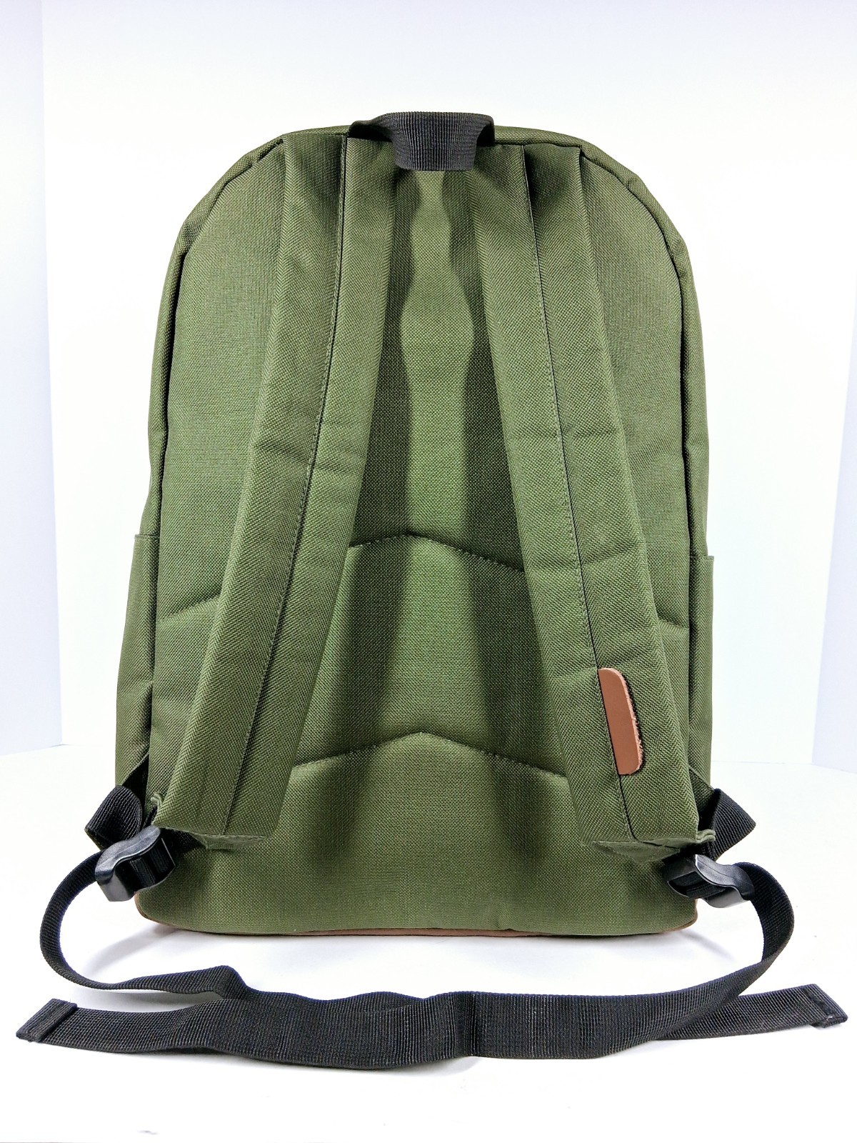 Vaschy Green & Brown Backpack Zip Adjustable Strap Pockets Travel Good Pre-owned