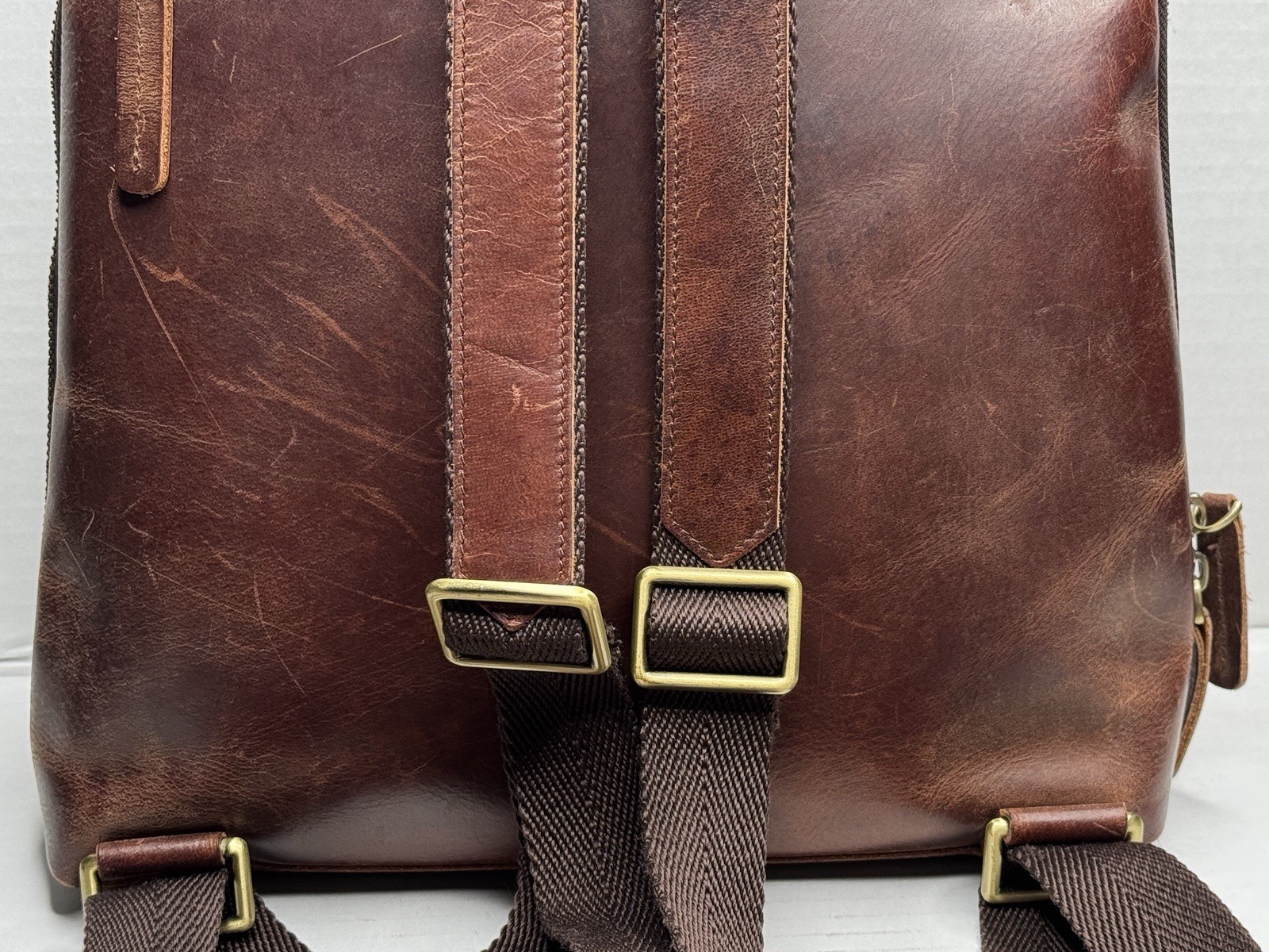 S-ZONE Genuine Buffalo Leather Backpack Purse Dark Brown Travel Laptop Bag 12.9”