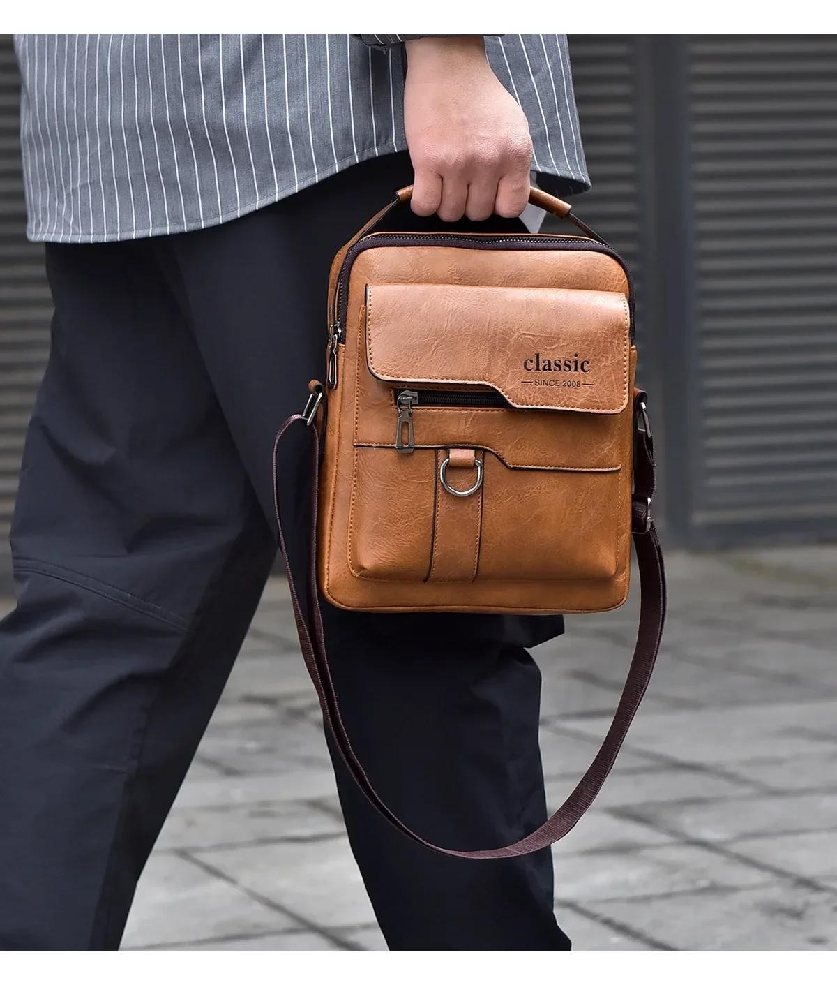 Men Crossbody Bag Men Shoulder Bags Zippers Handbags Large Capacity Artificial L