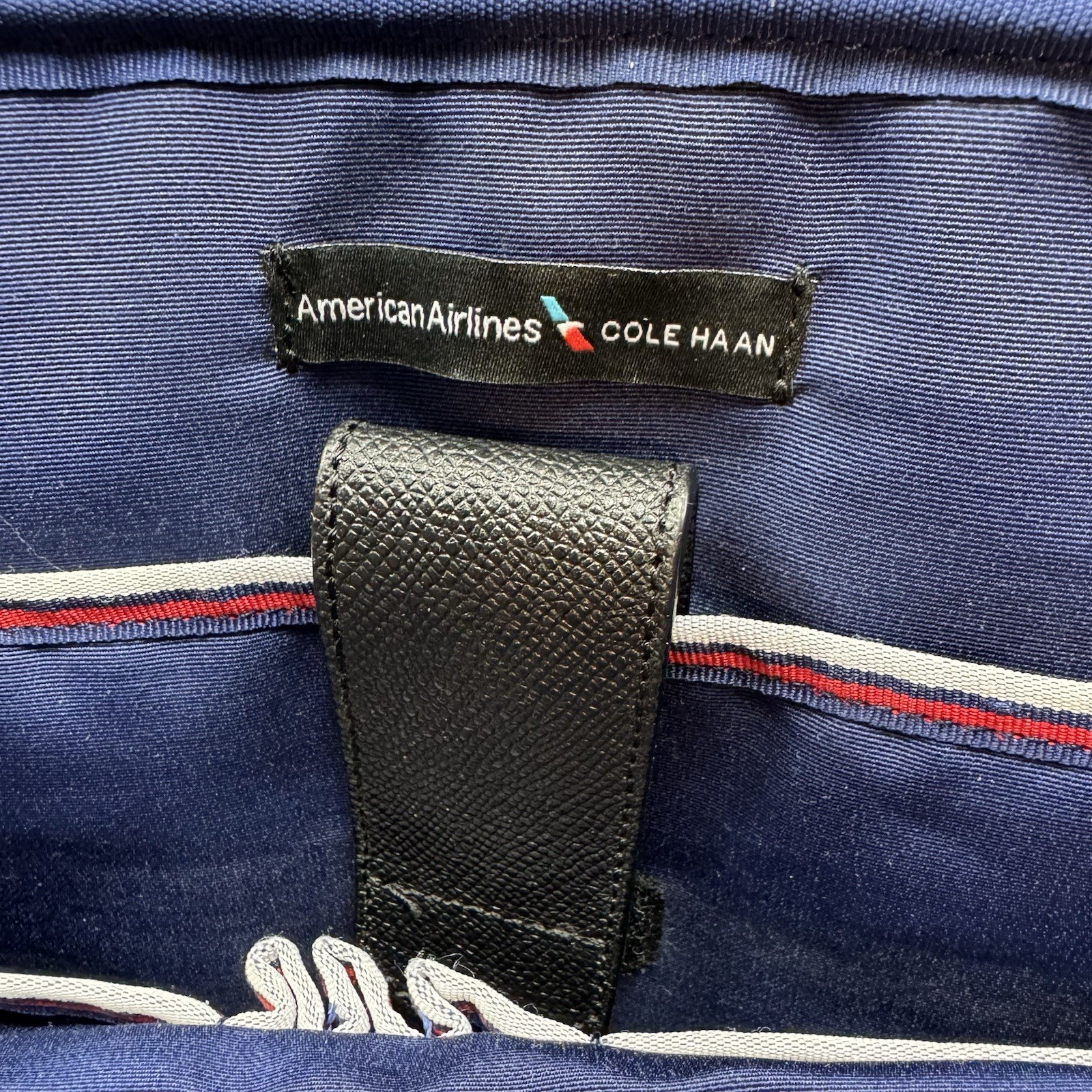 American Airlines x Cole Haan Brief Bag Black Pebbled Leather Laptop Case-READ