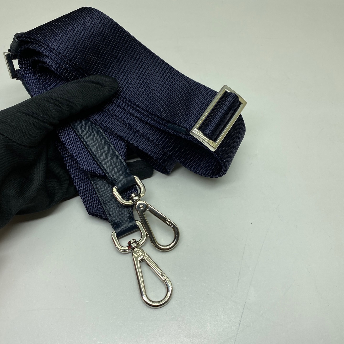 Prada Pre-Owned Authentic Briefcase Blue 36x28x7cm Nylon Free Shipping