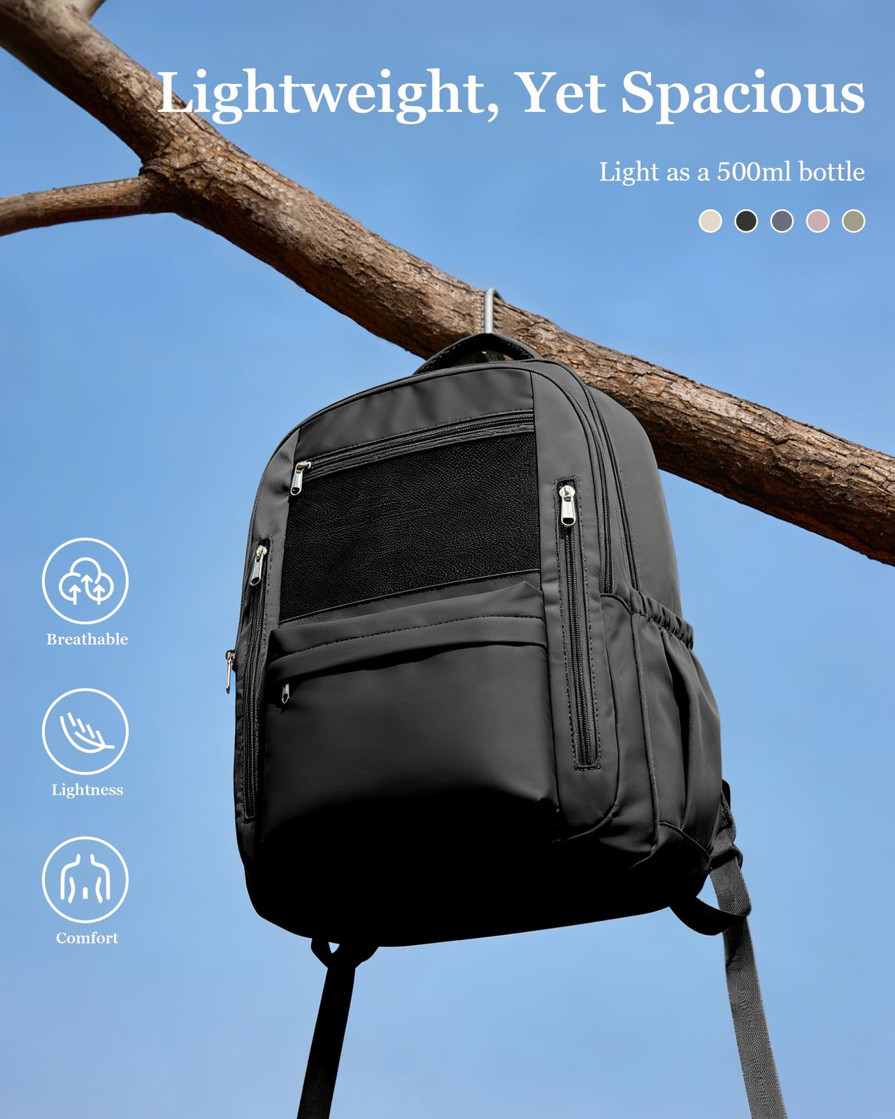 Cute High School Backpack Large Capacity Middle School Bag Waterproof Black