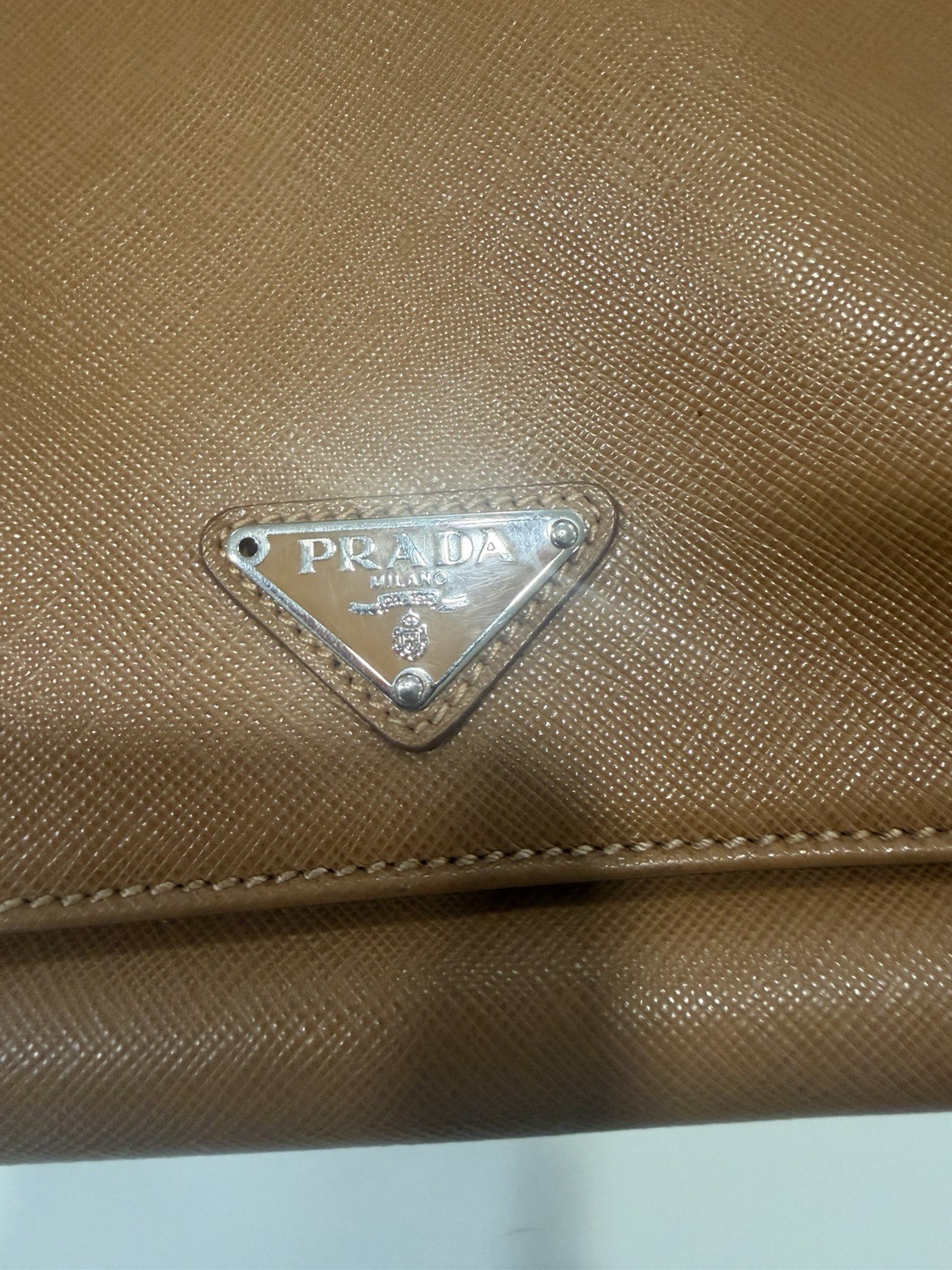 PRADA Brown Men’s Zip Briefcase/Document Case Top Handle w/ Inner Pockets