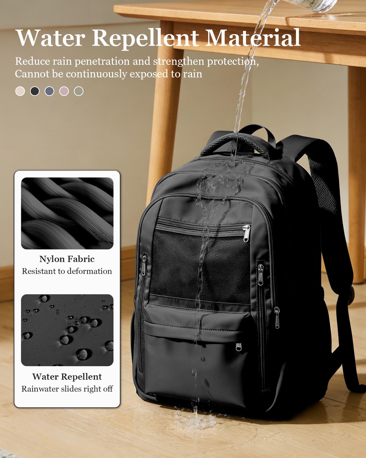 Cute High School Backpack Large Capacity Middle School Bag Waterproof Black