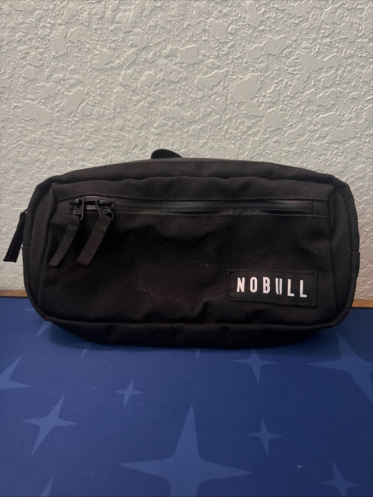 NOBULL Crossbody Canvas Fanny Bag Alpine Black With Buckle Strap 2 Zipper Pocket