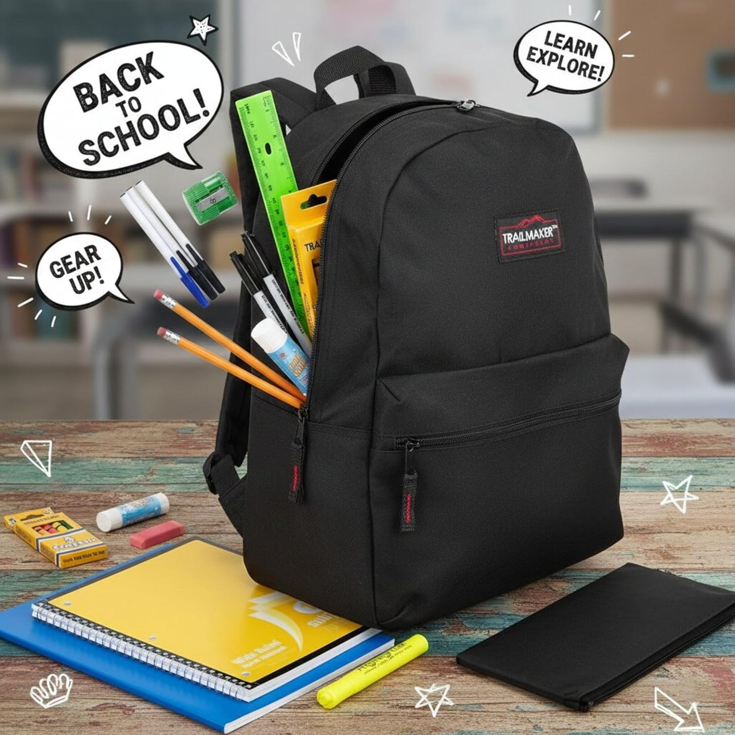Classic 17 Inch Backpacks with Adjustable Padded Straps | School Backpacks for G