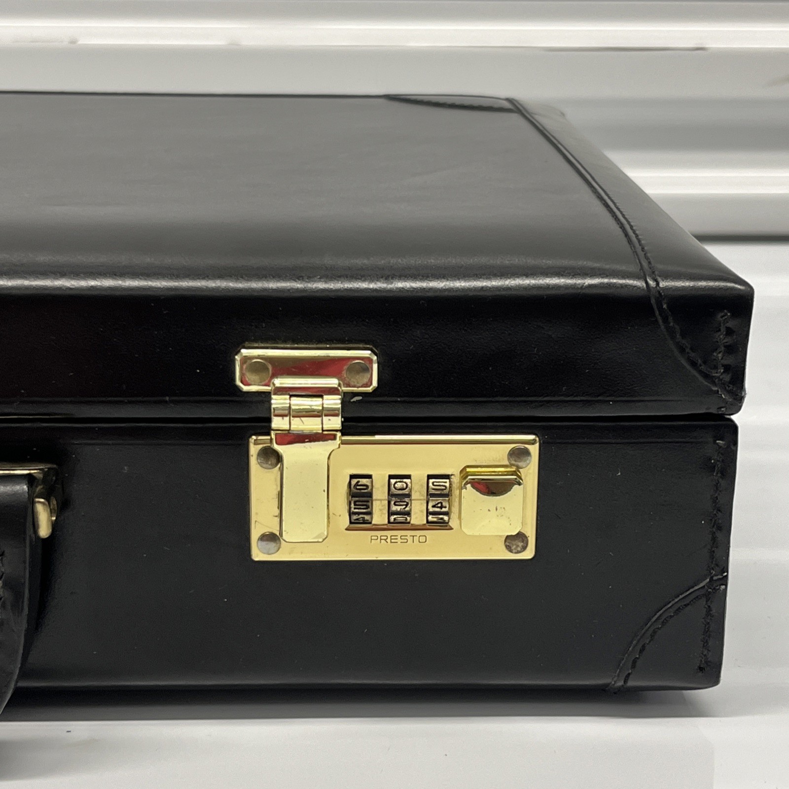 Renwick Black Leather Briefcase With Combination Locks – Made in Canada, EUC