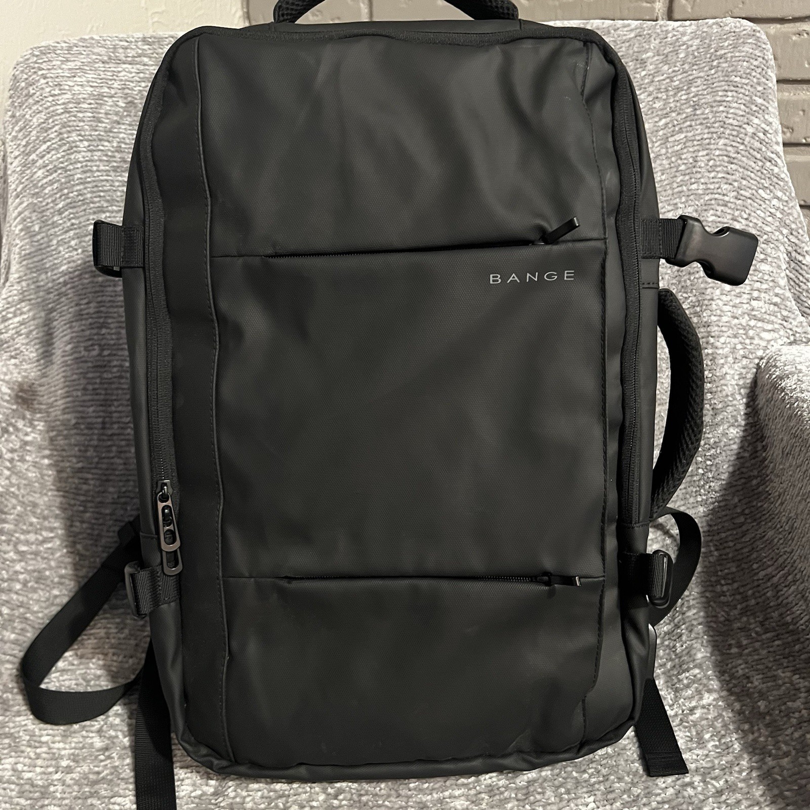 BANGE Expandable Travel Backpack 35L USB Laptop Carry On Black Waterproof Bag