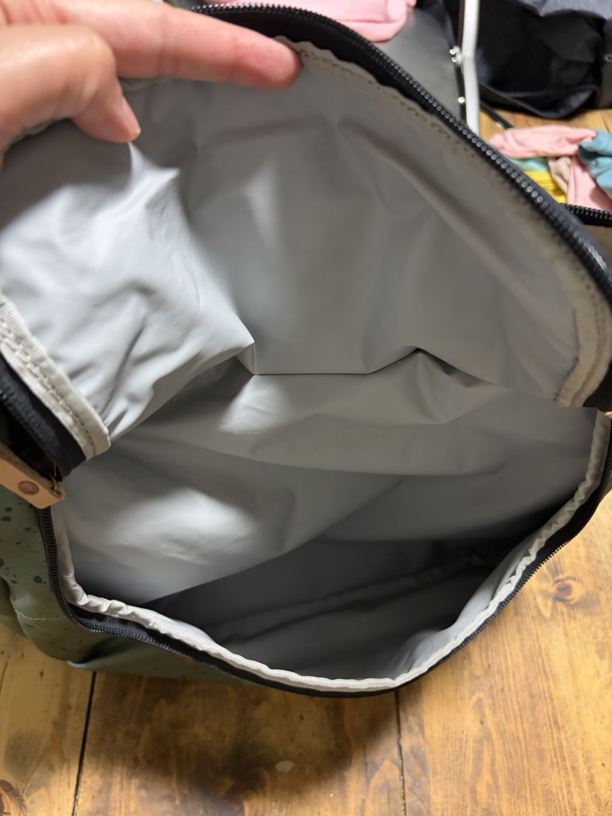 Petunia Pickle Bottom Green Black Splatter Convertible Backpack Tote Zip Pockets