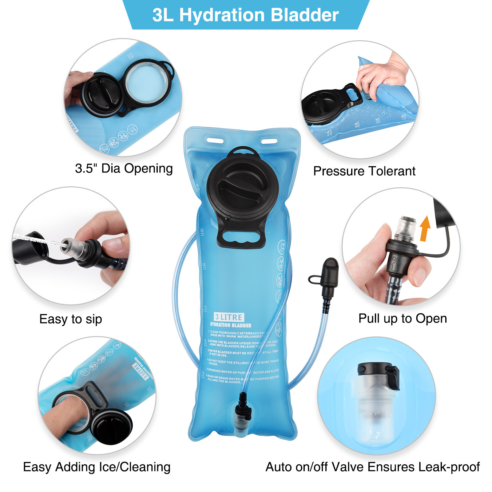 Hydration Backpack Rucksack with 3L Water Bladder Hiking Sports Trekking Daypack