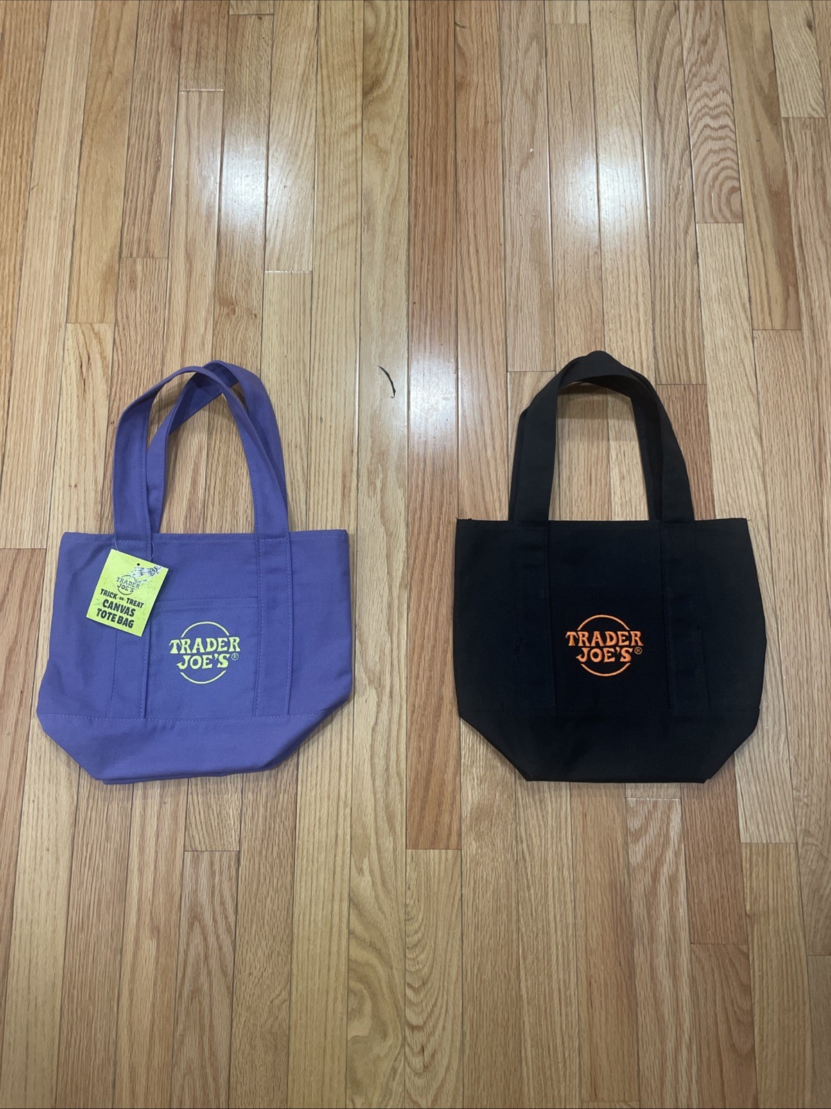 Trader Joes Limited Edition Halloween Tote Bags. Purple Green + Black Orange.